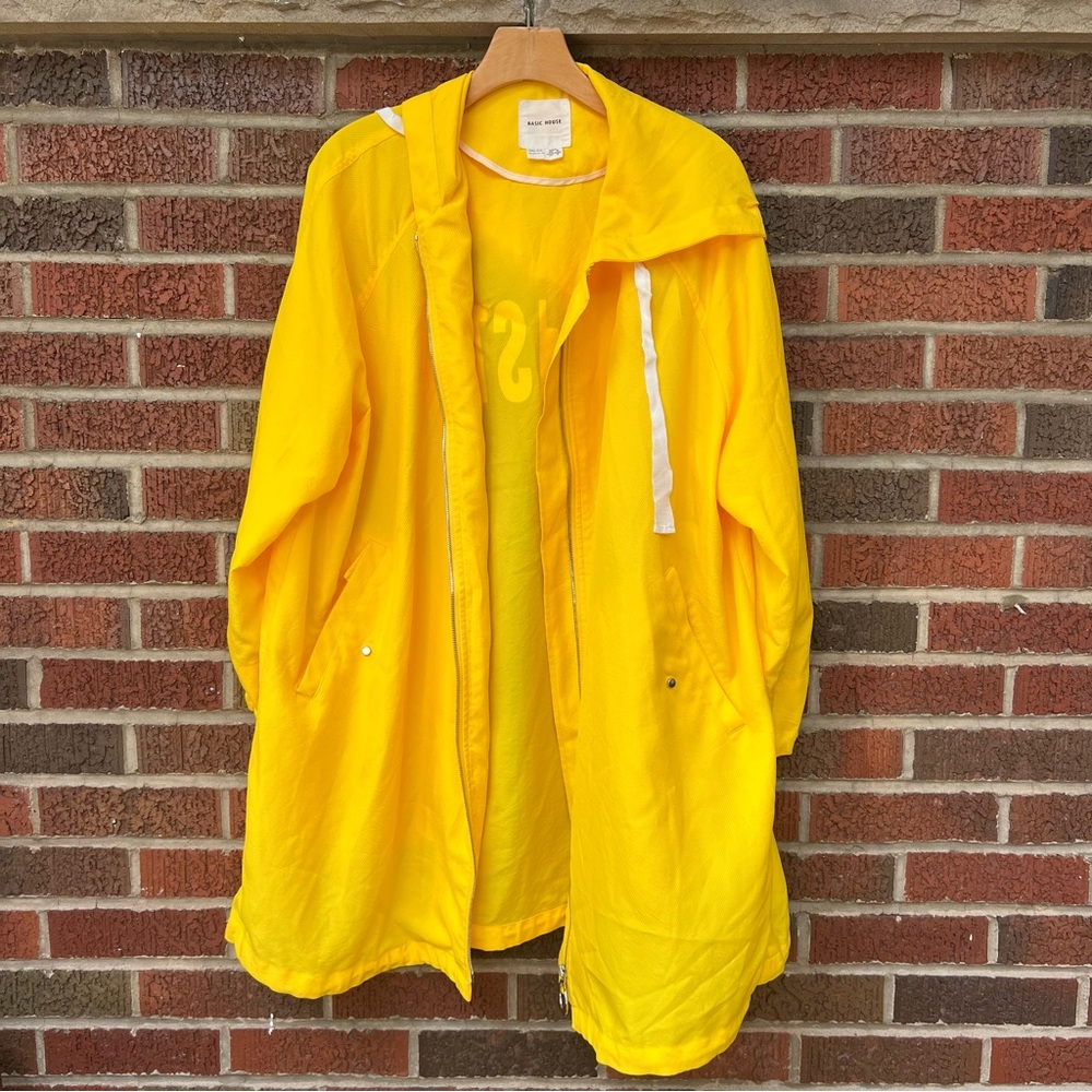 Basic House Bright Yellow NeoPlastique Hooded Outdoor Oversized Fashion Raincoat